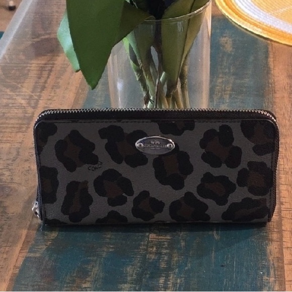 Coach Black and Brown Animal Print Wallet - Picture 1 of 4